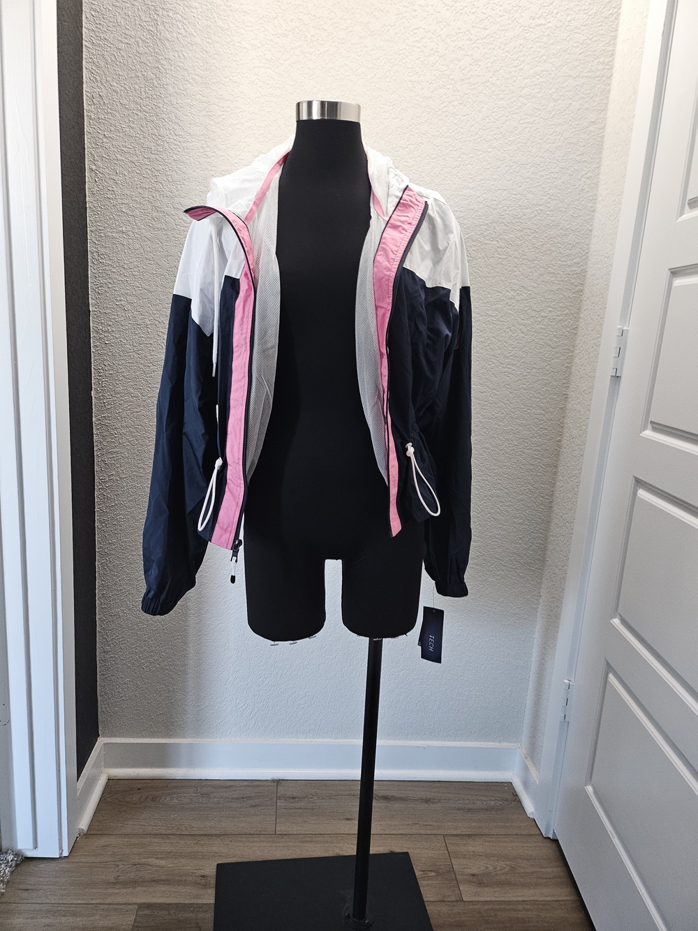 Nautica NAVTech Navy, White & Pink Colorblock Windbreaker Jacket